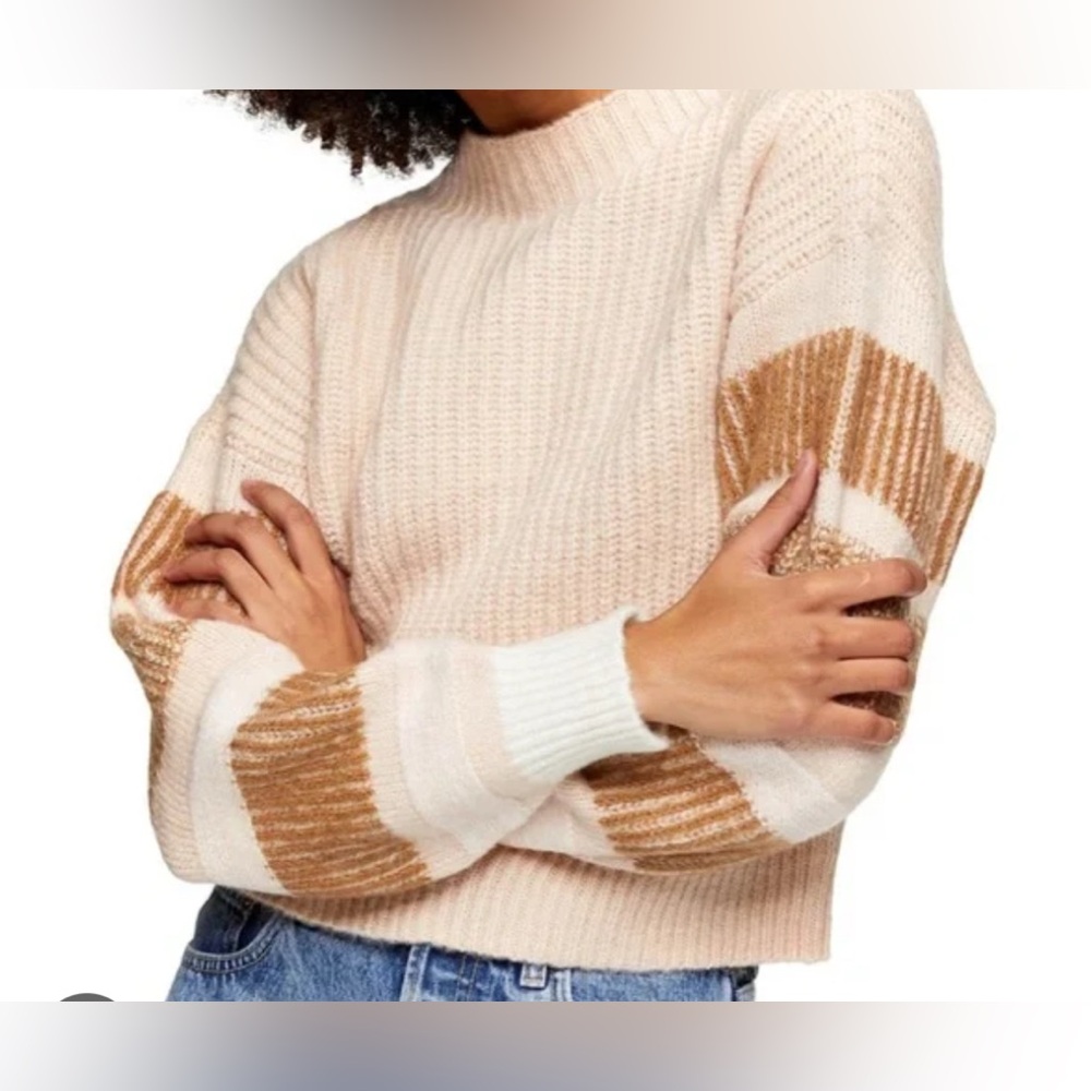 Topshop Cream Tan and white Cowl Neck Sweater